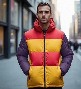 Veste matelassée en duvet pour homme avec fourrure de renard, col montant, fermeture éclair, coupe-vent, hiver, décontractée, coupe standard - Product Image 4