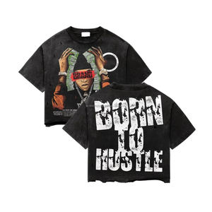 Camiseta Casual de Manga Larga con Efecto Desgastado por el Sol y Lavado Ácido, Camiseta con Apliques Bordados Personalizados, Camisetas Extra Grandes con Efecto Desgastado para Hombre - Product Image 1