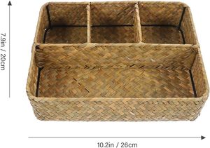 Best Seller Natural Rattan <b>Storage</b> <b>Basket</b> Eco-Friendly Box Woven Multifunction Organizing Remotes Cosmetic Drink/Food Desk Decor - Product Image 2