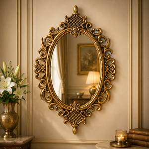 Miroir mural en bois sculpté Regalia Lattice, cadre décoratif artisanal, accent vintage haut de gamme, décoration pour salon, chambre, entrée - Product Image 1
