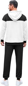 Conjunto deportivo de chándal con capucha para hombre, de dos piezas, con bloques de color, de forro polar, para correr. - Product Image 4