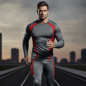 Conjunto Deportivo de Compresión de Marca Privada, Camiseta de Manga Larga y Pantalones, Ropa Deportiva OEM para Hombre, Conjunto de Entrenamiento para Gimnasio - Product Image 5