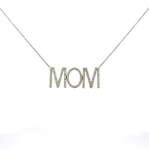 18K Solid White Gold Diamond MOM Necklace-VVS2 Clarity IGI Certified Natural Diamond Link Chain - Product Image 6