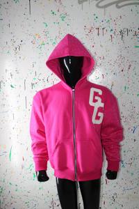 เสื้อฮู้ดดี้สีชมพู GG ซิป ผ้าฝ้าย 100% สำหรับผู้ชาย ใส่ในฤดูหนาว - Product Image 3