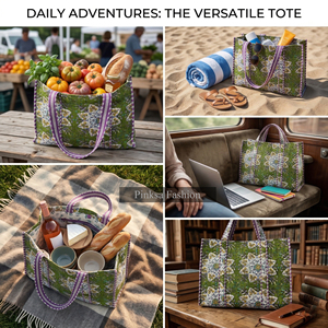 กระเป๋าโท้ทลายดอกพิมพ์ลายบล็อกอินเดียแบบควิลท์สำหรับผู้หญิง ขนาดใหญ่ เป็นมิตรกับสิ่งแวดล้อม เหมาะสำหรับฤดูร้อน ฤดูใบไม้ร่วง ฤดูหนาว ขายส่ง รับผลิตตามสั่ง - Product Image 2