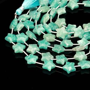 Cuentas de amazonita natural talladas en forma de estrella de 11 mm y 12 mm, amazonita azul tallada a mano, hilo de 8 pulgadas para la fabricación de joyas al por mayor. - Product Image 2
