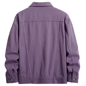 เสื้อแจ็คเก็ตยีนส์ลำลองผู้ชายสีม่วง ปกคอพับ กระดุมแถวเดียว ผ้าฝ้ายฟอก สไตล์ฤดูใบไม้ร่วง - Product Image 3