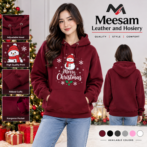 Snowman Merry <b>Christmas</b> Print <b>Hoodie</b> Oversized Fleece Pullover Unisex Winter Hooded Sweatshirt - Product Image 1