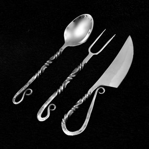 Maysara Medieval Viking Cutlery Set Stainless Steel Handcrafted Utensil Set For Historical Events Rustic <b>Kitchens</b> - Product Image 1