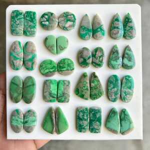 คู่พลอยวาริสไซต์ธรรมชาติแบบหลวมสำหรับทำต่างหู ขายส่งคุณภาพสูง พลอยวาริสไซต์สีเขียวขัดเงาคู่ - Product Image 5