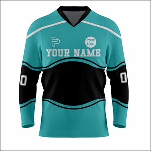 Custom Printed <b>Mesh</b> Hockey Jersey V Neck Team Uniform Long Sleeve Sports Shirt Spring Summer Front Name Number OEM ODM Supplier - Product Image 2