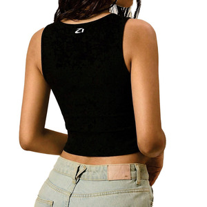 Customized <b>Rhinestone</b> Embellished Black Crop <b>Top</b> for Women Soft Cotton Ribbed Tank <b>Top</b> Bulk Wholesale best Quality women's shirt - Product Image 5