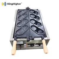 Gaufrier Professionnel Électrique Antiadhésif en Forme de Chaussure 110V/220V, Machine à Gaufres 4 Pièces en Acier Inoxydable pour Boulangerie et Café