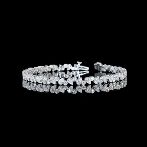 Pear and Round Cut Alternating Lab Grown Diamond Tennis Bracelet Multi Cut Eternity Link Band <b>Solid</b> <b>Gold</b> 9K 14K 18K Fine Jewelry - Product Image 2