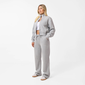 ชุดวอร์มผู้หญิงแบบมีซิป คอปก ลายฟอกสี ผ้าฝ้ายแท้ 100% เป็นมิตรกับสิ่งแวดล้อม ระบายอากาศได้ดี ทรงหลวม ยาวเต็มตัว 2 ชิ้น 1 ชุด - Product Image 2