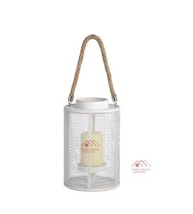 เทียนเคลือบสีเทาพร้อมที่จับเชือกทำจากโลหะเฮอร์ริเคนทำด้วยมือ - Product Image 1