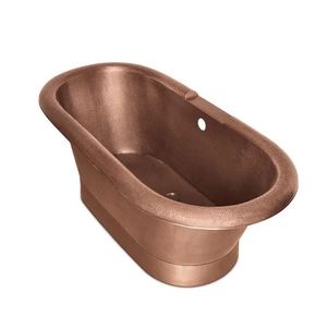 Baignoire autoportante ovale en cuivre martelé, émaillée marron, à pieds de chaise, pour maison et hôtel - Product Image 2