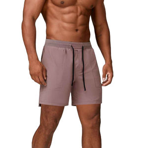 Shorts de sport pour homme en polyester/coton, séchage rapide, respirant, couleur unie, non tissé, noir, vente chaude - Product Image 3