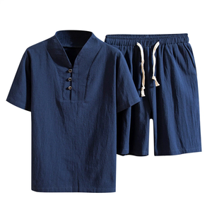 Mens Summer Sporty 100% Cotton Velour Short Sleeve T-Shirts and Shorts Sweatsuit 2-Piece <b>Set</b> - Product Image 1