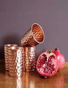 Luxury Gift Copper Glass Tumbler Set Ayurvedic Drinking Water Cup Premium Metal <b>Drinkware</b> Export - Product Image 1