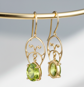 Green Hydro Oval & Heart Shape Drop <b>Earrings</b> | 925 Sterling Silver 18K <b>Gold</b> Plated Indian Handmade Silver Jewellery - Product Image 4