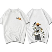 T-shirt décontracté d'été pour homme à manches courtes 100 % coton écologique, motif uni, style streetwear japonais Monkey D. Luffy