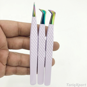 Juego de Pinzas Profesionales Personalizadas de Acero Inoxidable para Extensión de Pestañas, Antimagnéticas, de 10 mm de Precisión, Multicolores, para Cejas - Product Image 2