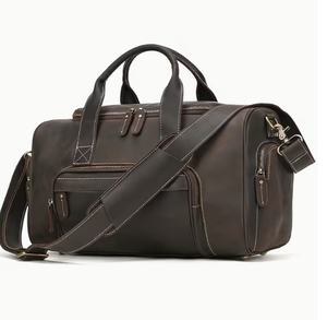 Leather Duffel <b>Bag</b> Vintage Travel Gym Weekender Overnight <b>Bag</b> <b>Large</b> Capacity Zipper Shoulder Handbag Handmade Leather <b>Bag</b> - Product Image 3