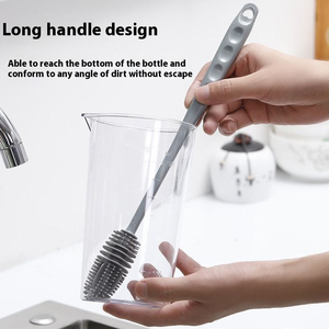 Silicone Milk <b>Bottle</b> <b>Brush</b> Cup Scrubber Glass Cleaner Kitchen Cleaning Tool Long Handle Drink <b>Bottle</b> Glass Cup Cleaning <b>Brush</b> - Product Image 3