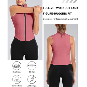 <b>Women's</b> Plus Size <b>Sleeveless</b> Full Zip Lightweight Slim Fit Eco-Friendly Four-Way Stretch Workout <b>Jacket</b> for Gym Yoga Athletic - Product Image 3