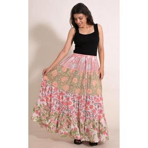 Boho Cotton Patchwork Printed Breathable Casual <b>Long</b> Maxi <b>Skirt</b> Handmade Indian Women's Festival <b>Skirt</b> - Product Image 2