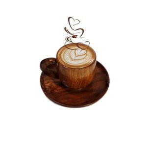 Ensemble tasse et soucoupe en bois artisanal, 1 tasse et 1 soucoupe |   Ensemble de tasses à thé et à café en bois rustique |   Vaisselle artisanale pour table à manger - Product Image 4