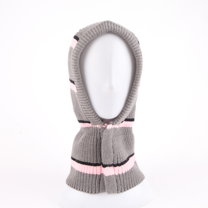 Striped Knitted <b>Beanie</b> Hat With Button Decoration Unisex Winter Cap For Adults 56-58CM Head Circumference - Product Image 2