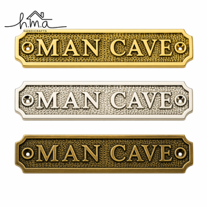 Vintage Brass Man Cave <b>Door</b> Sign <b>Plate</b> Antique Finish Name Plaque Decorative Wall Mount Sign for Home Bar Garage Lounge Decor Us - Product Image 1