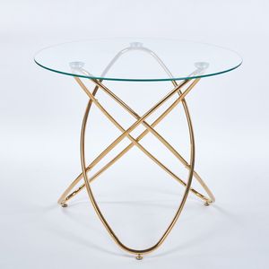 Tavolo da Pranzo Moderno Salvaspazio per Cucina e Soggiorno con Gambe in Metallo Dorato e Vetro Temperato Colore Oro Elegante e Pratico - Product Image 3