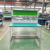 Banc de travail antistatique ESD simple face pour entrepôt, neuf, pour ligne d'assemblage, vente en gros, avec alimentation et éclairage