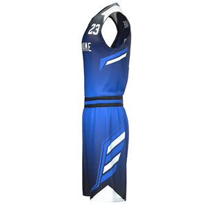 Ensemble d'uniformes de basketball respirants imprimés en sérigraphie avec logo personnalisé, été, tissu en maille 100% polyester, maillot et short de couleur personnalisée - Product Image 3