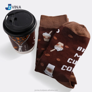 Chaussettes pour hommes en coton tricoté respirant à imprimé numérique, motif café, en boîte cadeau, nouveauté, forme alimentaire, marque privée, créatives, automne - Product Image 1