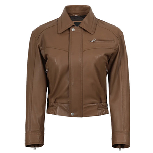 Men's High Street Stylish Casual Autumn Cow Skin Jacket Stand Collar Windproof Quick Dry Thick Warm <b>Gloves</b> Motorcycle Use - Product Image 6