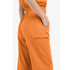 Ensembles de gommage en satin extensible dans les 4 sens pour femmes, pantalons de jogging en rayonne avec design empilé pour les infirmières et les uniformes d'hôpitaux - Product Image 3