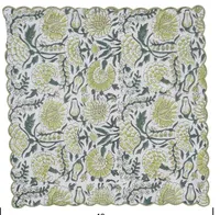 Offre Spéciale – Lot de 4 Serviettes de Table Carrées en Coton Pur Brodé et Imprimé à la Main, Couleur Verte Personnalisable – Qualité Supérieure, Meilleur Prix