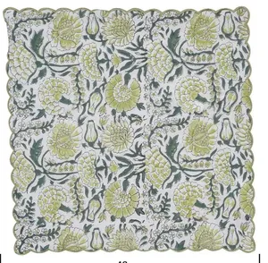 Nappe de table brodée en coton pur, faite à la main, imprimée au bloc, couleur verte, personnalisable, haute qualité, prix imbattable, en promotion - Product Image 5