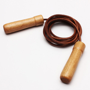 Cuerda de Saltar con Peso y Mango de Madera de Cuero Personalizado, Ajustable, para Entrenamiento Físico, Venta al por Mayor, OEM - Product Image 2