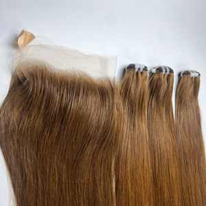 Extensions de cheveux vierges brutes au prix de gros Paquets de cheveux droits avec dentelle HD transparente - Product Image 3
