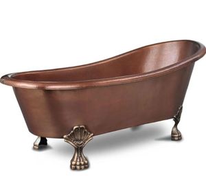 Bañera Independiente de Cobre con Patas, Acabado Esmaltado, sin Tapa, para Adultos - Artesanía India - Product Image 4