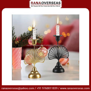 เชิงเทียนเหล็กที่หรูหราและมีคุณภาพที่เหนือกว่าพร้อมใบแปะก๊วยสำหรับตกแต่งโต๊ะในบ้านและงานแต่งงาน - Product Image 3