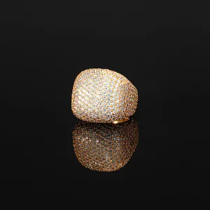 Luxury <b>Cocktail</b> <b>Ring</b> 925 Silver 18K Solid <b>Gold</b> Moissanite Brilliant Cut Pave Setting Geometric Design Unisex Party Gift Jewelry - Product Image 6