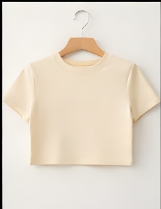 Street Style Cotton Crop <b>Top</b> Women Trendy Slim Fit Breathable Soft Fabric Summer Casual Tee OEM ODM - Product Image 5