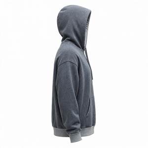 Amkoor Men's Oversized Fleece <b>Hoodie</b> 100% Cotton <b>Zip</b> Up Sweatshirt Solid Color Casual <b>Pocket</b> Winter Streetwear - Product Image 2