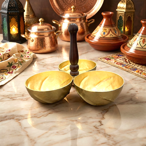 Juego de Tazones de Metal Plateado de Lujo con Asa de Madera, Tazón Premium para Servir Frutos Secos y Dulces para Ramadán, Calidad de Exportación, Nueva Colección - Product Image 4